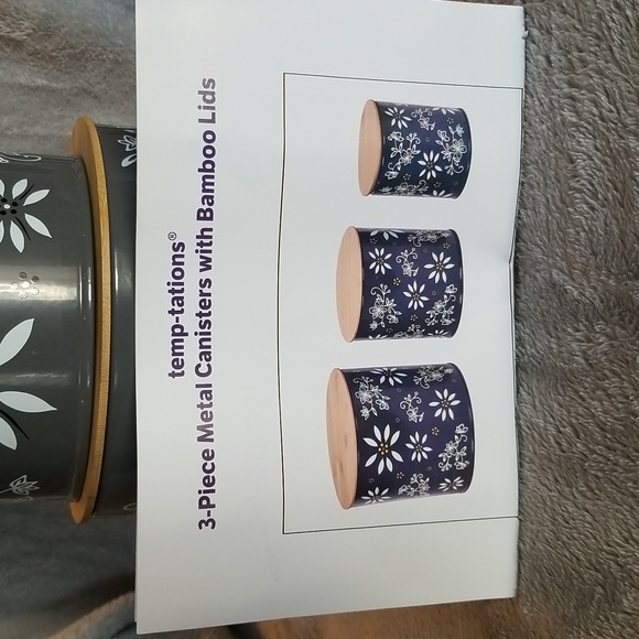 Temp-tations 3-Piece Metal Canisters with Bamboo Lids. Brand new. Never used. - Picture 8 of 10